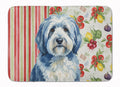 Blue and White Old English Sheepdog Vegetables Memory Foam Kitchen Mat Machine Washable Anti-Fatigue Cushion Comfort Bath or Kitchen Rug