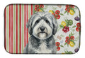 Gray and White Old English Sheepdog Vegetables Dish Drying Mat Absorbent Dish Drying Mat Pad for Kitchen Counter Dish Drainer Mat for Countertop, 14 x 21", Multicolor