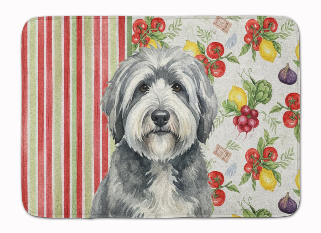 Gray and White Old English Sheepdog Vegetables Memory Foam Kitchen Mat Machine Washable Anti-Fatigue Cushion Comfort Bath or Kitchen Rug