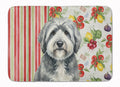 Gray and White Old English Sheepdog Vegetables Memory Foam Kitchen Mat Machine Washable Anti-Fatigue Cushion Comfort Bath or Kitchen Rug