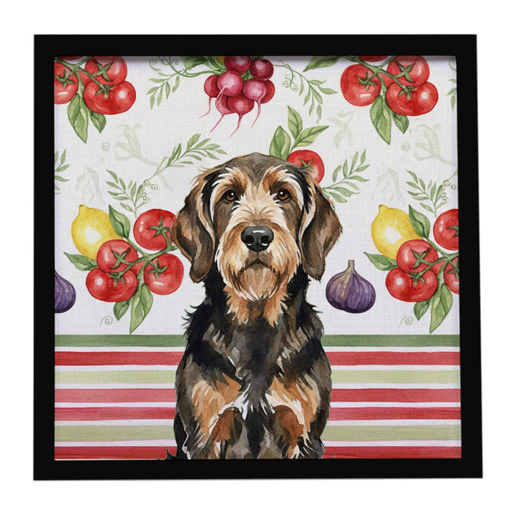 Black and Tan Otterhound Vegetables Framed Metal Print Bathroom, Kitchen, Office, Home Decor Wall Art Ready to Hang, Square, 8X8