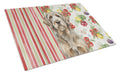 Grizzle and Tan Otterhound Vegetables Cutting Board Tempered Glass Kitchen Cutting Surface, Heat Resistant Chopping, Non-Slip Feet, Food Prep & Serving