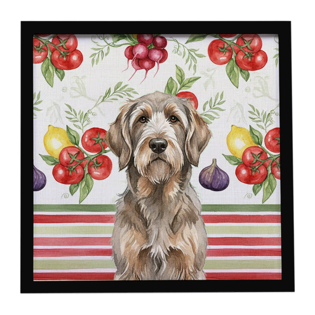 Grizzle and Tan Otterhound Vegetables Framed Metal Print Bathroom, Kitchen, Office, Home Decor Wall Art Ready to Hang, Square, 8X8