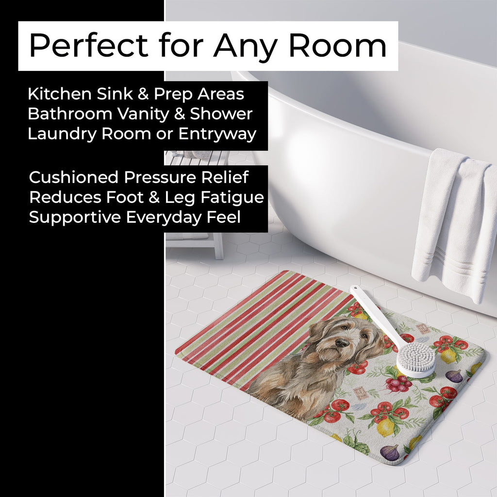 Grizzle and Tan Otterhound Vegetables Memory Foam Kitchen Mat Machine Washable Anti-Fatigue Cushion Comfort Bath or Kitchen Rug