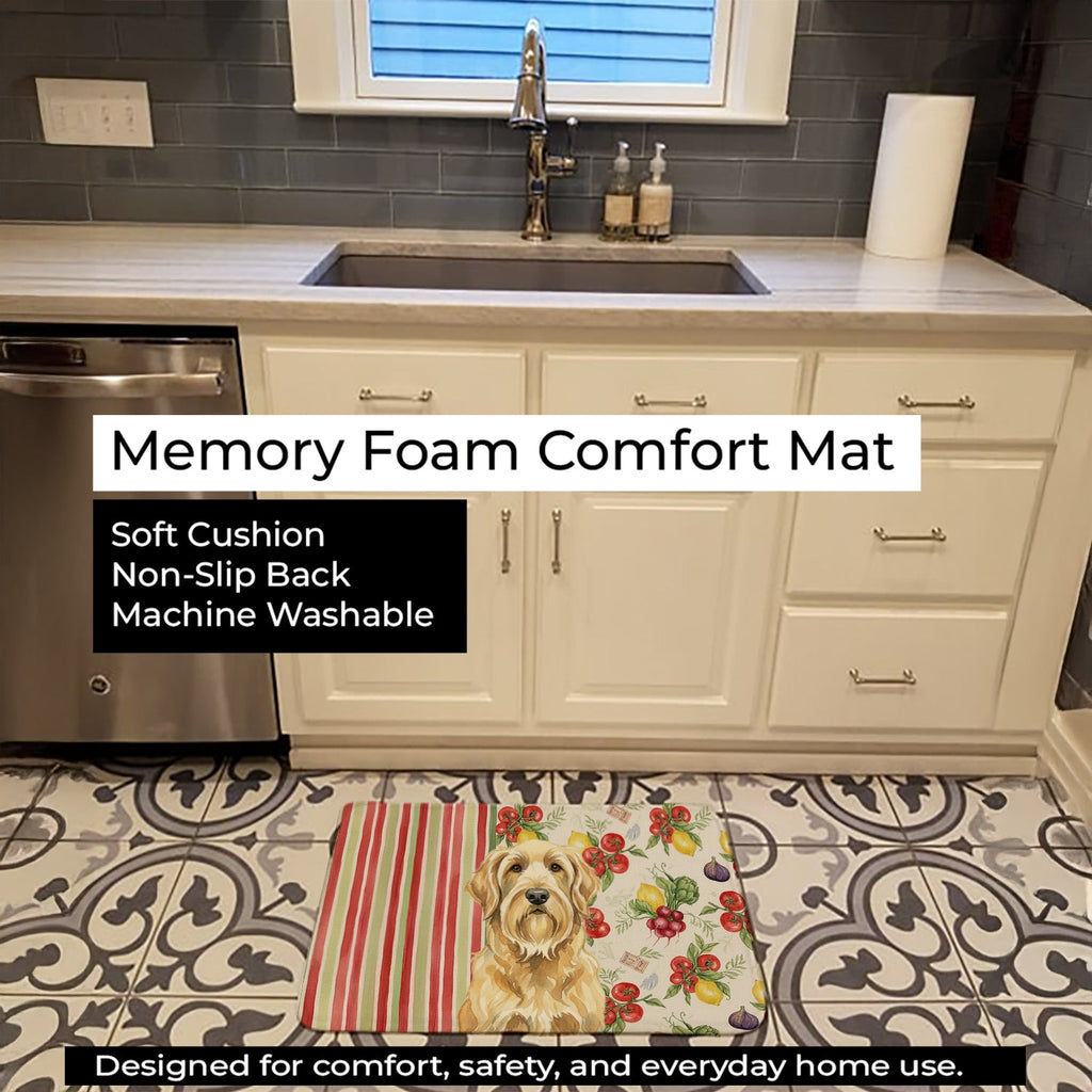 Wheaten and Tan Otterhound Vegetables Memory Foam Kitchen Mat Machine Washable Anti-Fatigue Cushion Comfort Bath or Kitchen Rug