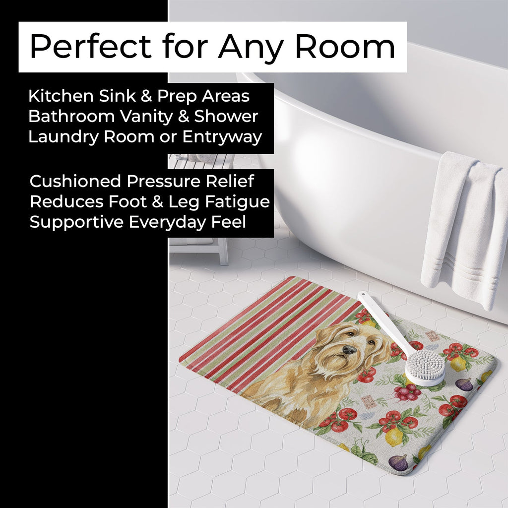 Wheaten and Tan Otterhound Vegetables Memory Foam Kitchen Mat Machine Washable Anti-Fatigue Cushion Comfort Bath or Kitchen Rug