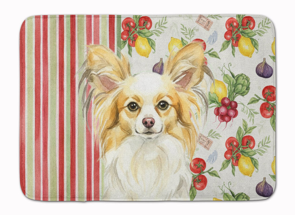 Lemon and White Papillon Vegetables Memory Foam Kitchen Mat Machine Washable Anti-Fatigue Cushion Comfort Bath or Kitchen Rug
