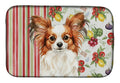 White with Red Papillon Vegetables Dish Drying Mat Absorbent Dish Drying Mat Pad for Kitchen Counter Dish Drainer Mat for Countertop, 14 x 21", Multicolor