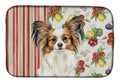 White with Sable Papillon Vegetables Dish Drying Mat Absorbent Dish Drying Mat Pad for Kitchen Counter Dish Drainer Mat for Countertop, 14 x 21", Multicolor