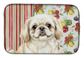 Cream Pekingese Vegetables Dish Drying Mat Absorbent Dish Drying Mat Pad for Kitchen Counter Dish Drainer Mat for Countertop, 14 x 21", Multicolor
