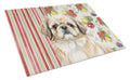 Fawn Pekingese Vegetables Cutting Board Tempered Glass Kitchen Cutting Surface, Heat Resistant Chopping, Non-Slip Feet, Food Prep & Serving