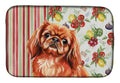 Red Pekingese Vegetables Dish Drying Mat Absorbent Dish Drying Mat Pad for Kitchen Counter Dish Drainer Mat for Countertop, 14 x 21", Multicolor
