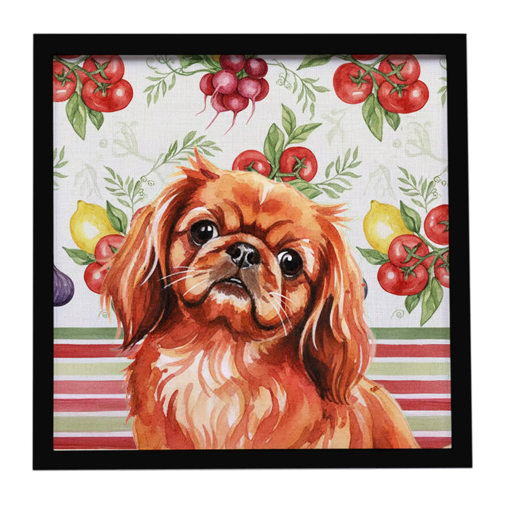 Red Pekingese Vegetables Framed Metal Print Bathroom, Kitchen, Office, Home Decor Wall Art Ready to Hang, Square, 8X8