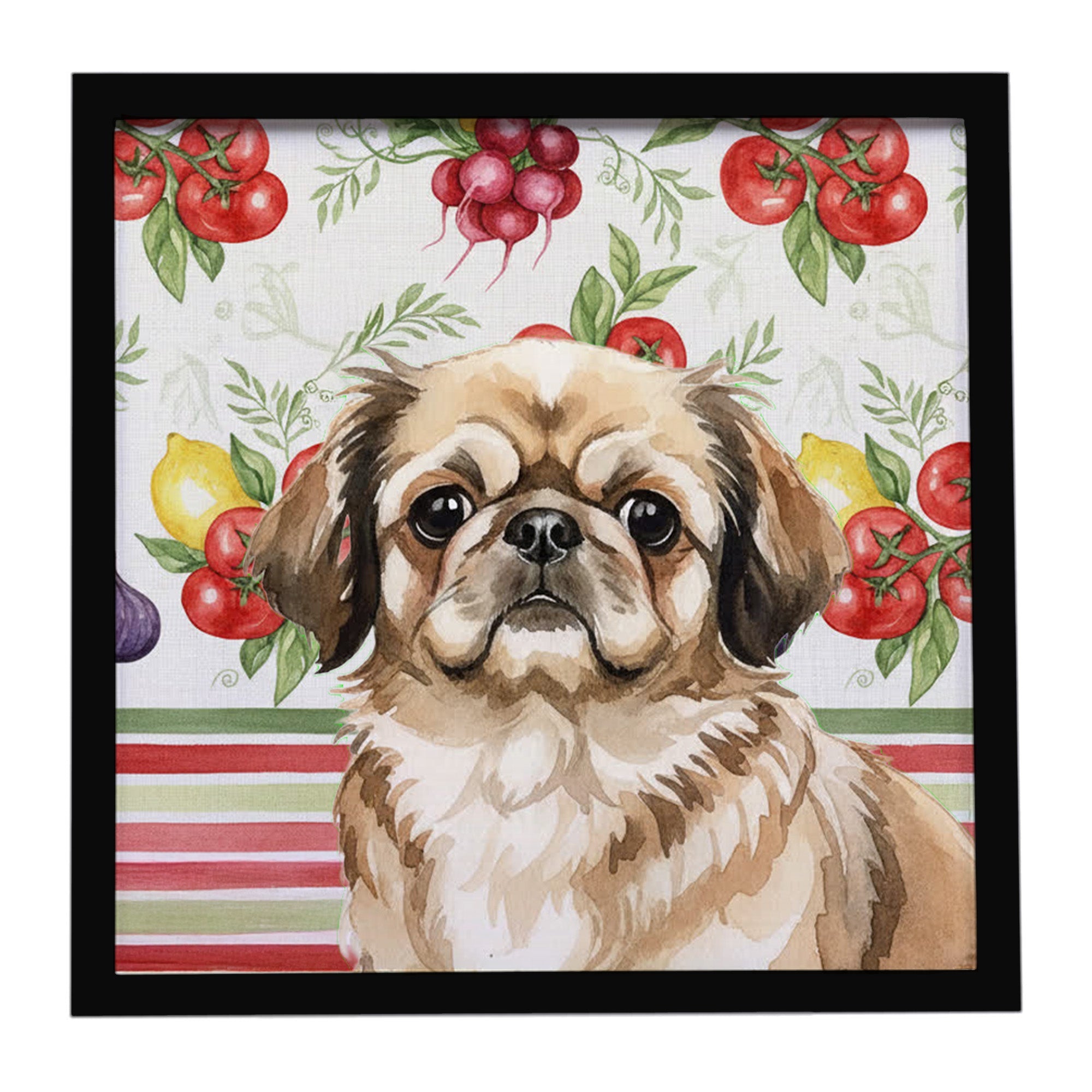 Sable Pekingese Vegetables Framed Metal Print Bathroom, Kitchen, Office, Home Decor Wall Art Ready to Hang, Square, 8X8