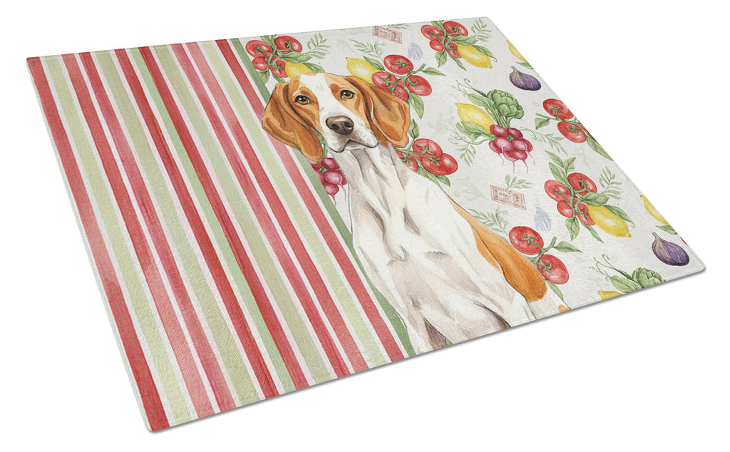 Orange and White Pointer Vegetables Cutting Board Tempered Glass Kitchen Cutting Surface, Heat Resistant Chopping, Non-Slip Feet, Food Prep & Serving