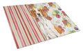 Orange and White Pointer Vegetables Cutting Board Tempered Glass Kitchen Cutting Surface, Heat Resistant Chopping, Non-Slip Feet, Food Prep & Serving