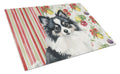Black and White Pomeranian Vegetables Cutting Board Tempered Glass Kitchen Cutting Surface, Heat Resistant Chopping, Non-Slip Feet, Food Prep & Serving