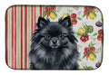 Black Pomeranian Vegetables Dish Drying Mat Absorbent Dish Drying Mat Pad for Kitchen Counter Dish Drainer Mat for Countertop, 14 x 21", Multicolor