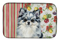 Blue Merle Pomeranian Vegetables Dish Drying Mat Absorbent Dish Drying Mat Pad for Kitchen Counter Dish Drainer Mat for Countertop, 14 x 21", Multicolor