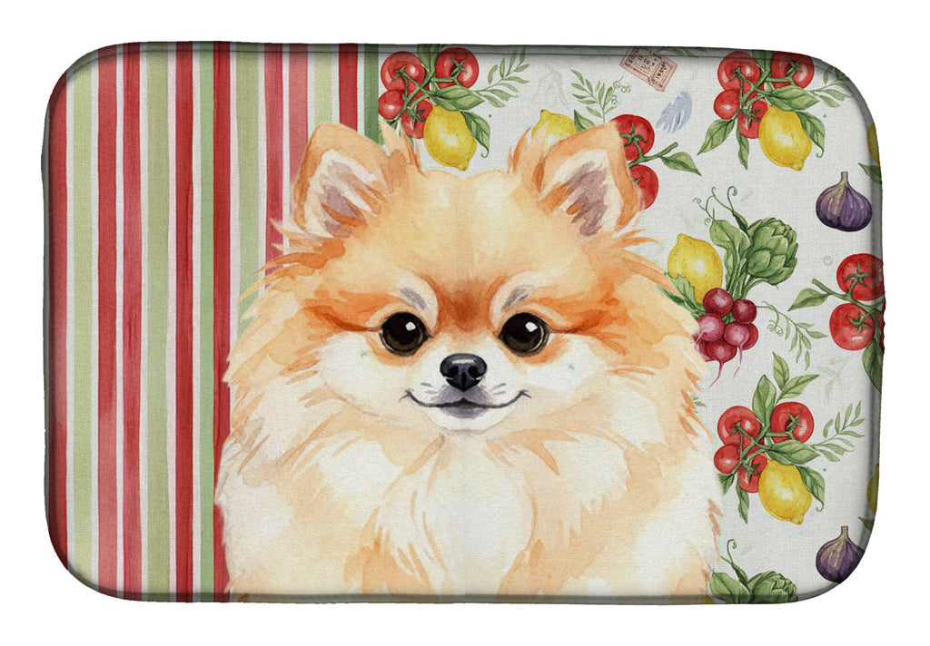 Pomeranian Vegetables Dish Drying Mat Absorbent Dish Drying Mat Pad for Kitchen Counter Dish Drainer Mat for Countertop, 14 x 21", Multicolor