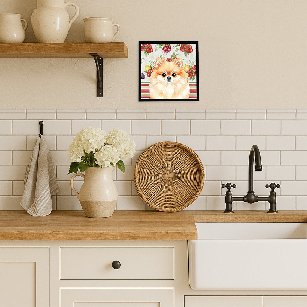 Pomeranian Vegetables Framed Metal Print Bathroom, Kitchen, Office, Home Decor Wall Art Ready to Hang, Square, 8X8