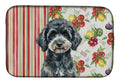 Miniature Black Poodle Vegetables Dish Drying Mat Absorbent Dish Drying Mat Pad for Kitchen Counter Dish Drainer Mat for Countertop, 14 x 21", Multicolor