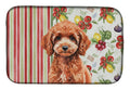 Miniature Red Poodle Vegetables Dish Drying Mat Absorbent Dish Drying Mat Pad for Kitchen Counter Dish Drainer Mat for Countertop, 14 x 21", Multicolor