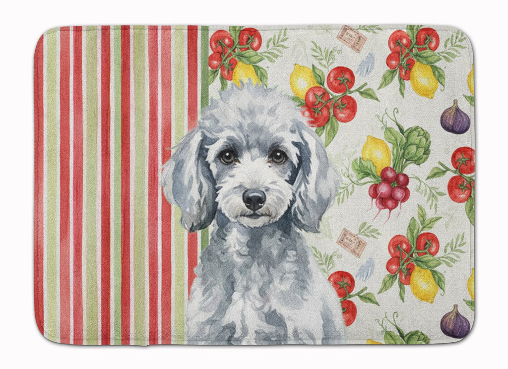 Miniature Silver Poodle Vegetables Memory Foam Kitchen Mat Machine Washable Anti-Fatigue Cushion Comfort Bath or Kitchen Rug