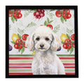 Miniature White Poodle Vegetables Framed Metal Print Bathroom, Kitchen, Office, Home Decor Wall Art Ready to Hang, Square, 8X8
