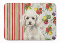 Miniature White Poodle Vegetables Memory Foam Kitchen Mat Machine Washable Anti-Fatigue Cushion Comfort Bath or Kitchen Rug