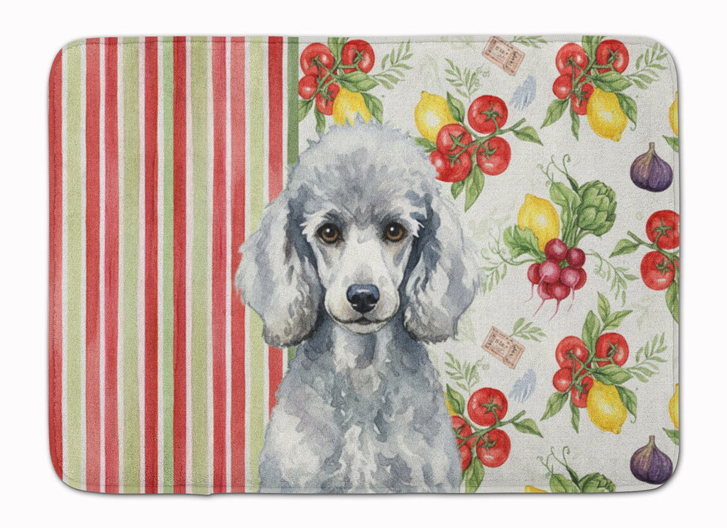 Standard Silver Poodle Vegetables Memory Foam Kitchen Mat Machine Washable Anti-Fatigue Cushion Comfort Bath or Kitchen Rug