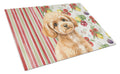 Toy Apricot Poodle Vegetables Cutting Board Tempered Glass Kitchen Cutting Surface, Heat Resistant Chopping, Non-Slip Feet, Food Prep & Serving