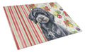 Toy Black Poodle Vegetables Cutting Board Tempered Glass Kitchen Cutting Surface, Heat Resistant Chopping, Non-Slip Feet, Food Prep & Serving