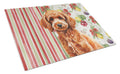 Toy Red Poodle Vegetables Cutting Board Tempered Glass Kitchen Cutting Surface, Heat Resistant Chopping, Non-Slip Feet, Food Prep & Serving