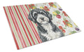 Portuguese Water Dog Vegetables Cutting Board Tempered Glass Kitchen Cutting Surface, Heat Resistant Chopping, Non-Slip Feet, Food Prep & Serving