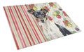 Black and White Rat Terrier Vegetables Cutting Board Tempered Glass Kitchen Cutting Surface, Heat Resistant Chopping, Non-Slip Feet, Food Prep & Serving