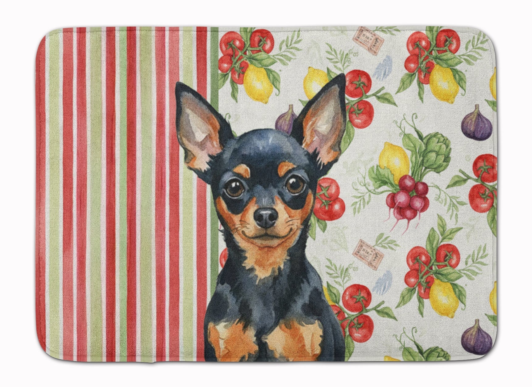 Black and Tan Russian Toy Vegetables Memory Foam Kitchen Mat Machine Washable Anti-Fatigue Cushion Comfort Bath or Kitchen Rug