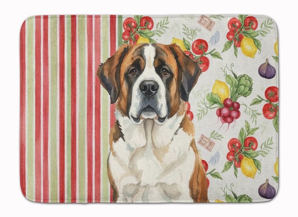 Brindle and White Saint Bernard Vegetables Memory Foam Kitchen Mat Machine Washable Anti-Fatigue Cushion Comfort Bath or Kitchen Rug