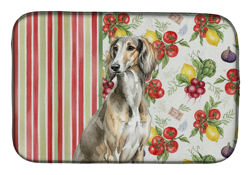 Grizzle Saluki Vegetables Dish Drying Mat Absorbent Dish Drying Mat Pad for Kitchen Counter Dish Drainer Mat for Countertop, 14 x 21", Multicolor