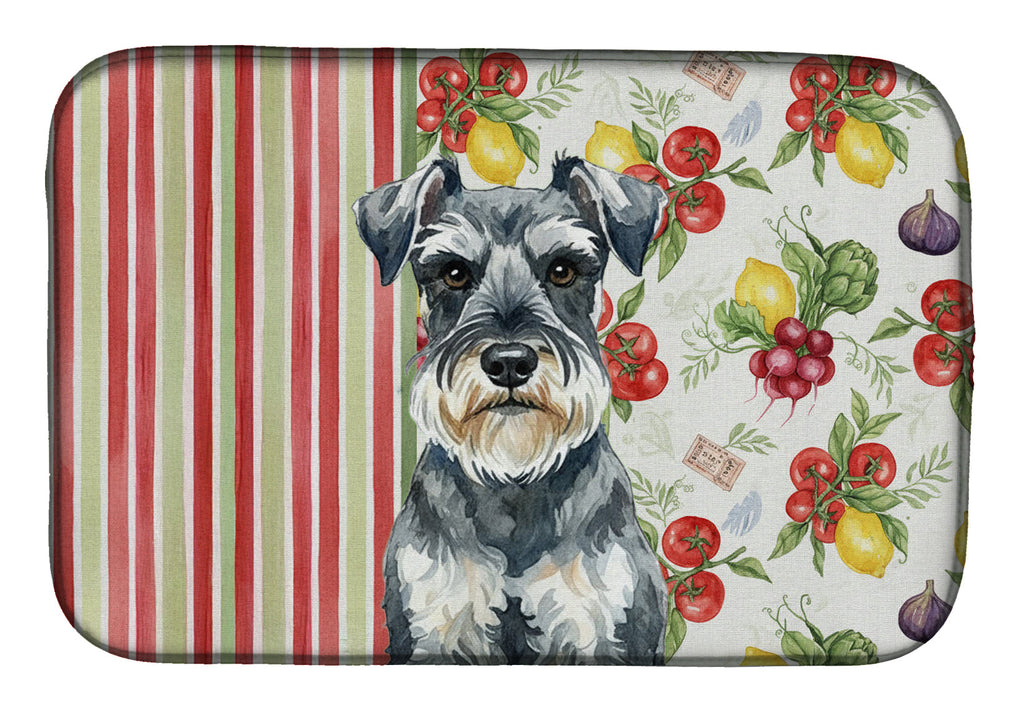 Schnauzer Vegetables Dish Drying Mat Absorbent Dish Drying Mat Pad for Kitchen Counter Dish Drainer Mat for Countertop, 14 x 21", Multicolor