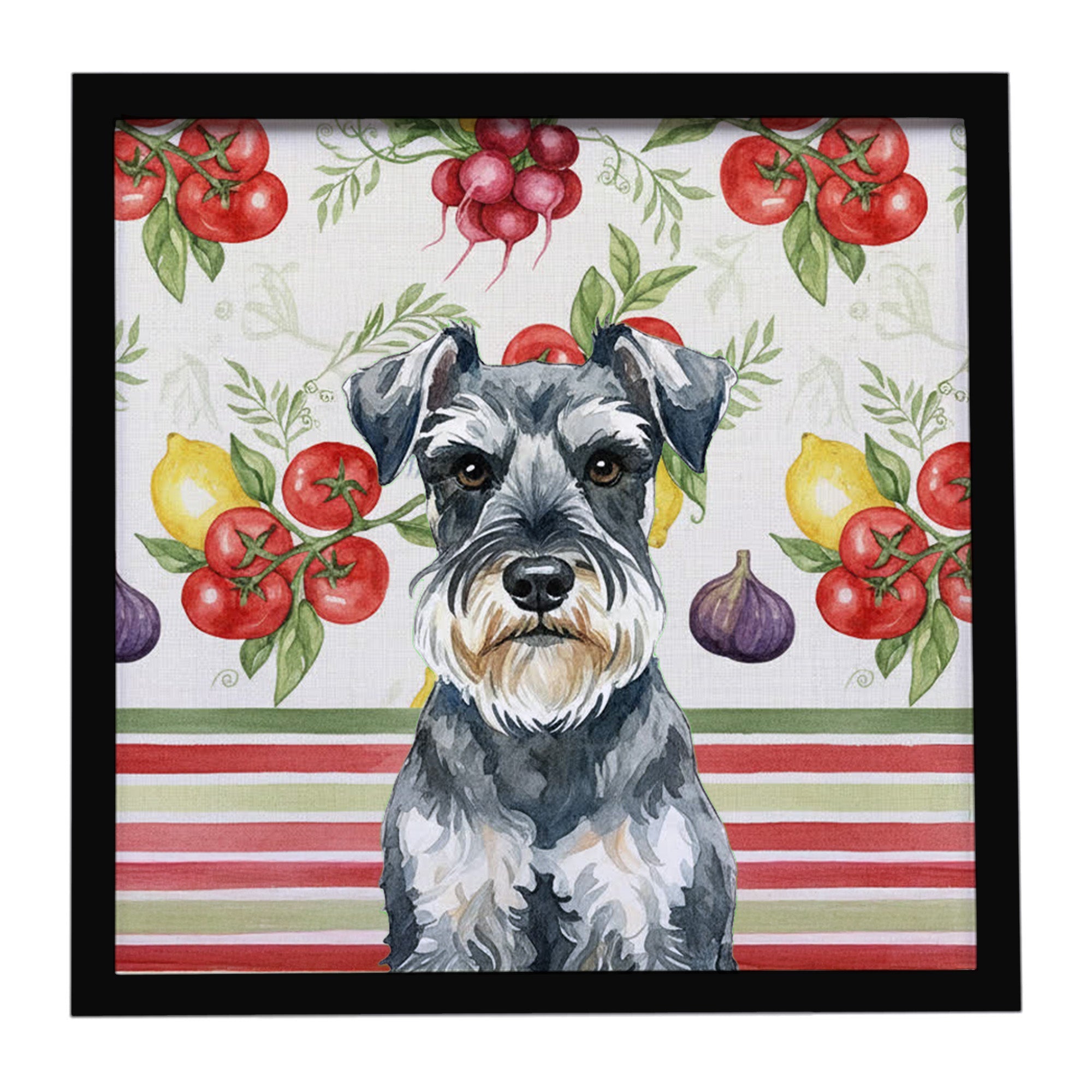 Schnauzer Vegetables Framed Metal Print Bathroom, Kitchen, Office, Home Decor Wall Art Ready to Hang, Square, 8X8