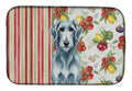 Blue-Gray Scottish Deerhound Vegetables Dish Drying Mat Absorbent Dish Drying Mat Pad for Kitchen Counter Dish Drainer Mat for Countertop, 14 x 21", Multicolor