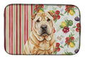 Red Shar Pei Vegetables Dish Drying Mat Absorbent Dish Drying Mat Pad for Kitchen Counter Dish Drainer Mat for Countertop, 14 x 21", Multicolor