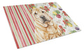 Red Shar Pei Vegetables Cutting Board Tempered Glass Kitchen Cutting Surface, Heat Resistant Chopping, Non-Slip Feet, Food Prep & Serving