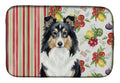 Tricolor Sheltie Vegetables Dish Drying Mat Absorbent Dish Drying Mat Pad for Kitchen Counter Dish Drainer Mat for Countertop, 14 x 21", Multicolor