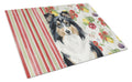 Tricolor Sheltie Vegetables Cutting Board Tempered Glass Kitchen Cutting Surface, Heat Resistant Chopping, Non-Slip Feet, Food Prep & Serving