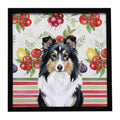 Tricolor Sheltie Vegetables Framed Metal Print Bathroom, Kitchen, Office, Home Decor Wall Art Ready to Hang, Square, 8X8