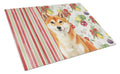 Red Shiba Inu Vegetables Cutting Board Tempered Glass Kitchen Cutting Surface, Heat Resistant Chopping, Non-Slip Feet, Food Prep & Serving