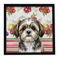 Brindle Shih Tzu Vegetables Framed Metal Print Bathroom, Kitchen, Office, Home Decor Wall Art Ready to Hang, Square, 8X8