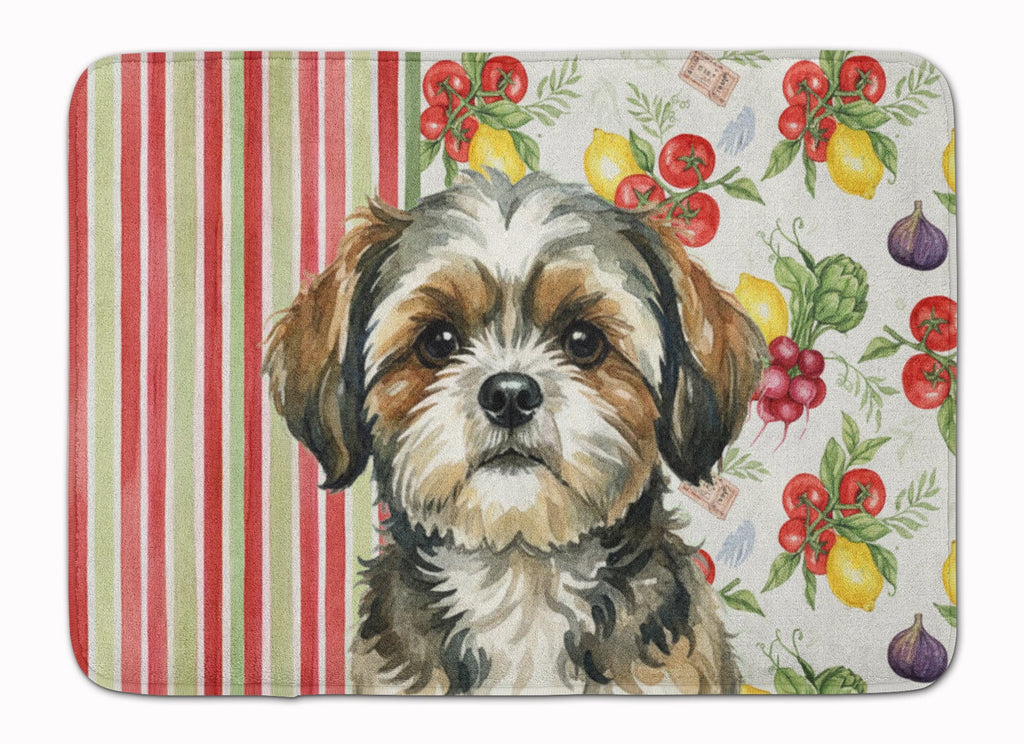 Brindle Shih Tzu Vegetables Memory Foam Kitchen Mat Machine Washable Anti-Fatigue Cushion Comfort Bath or Kitchen Rug